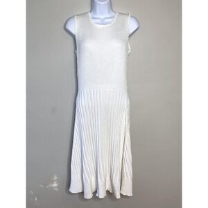 Hanley Mellon Ribbed Knit Sleeveless Sweater‎ Dress White XS Neutral Quiet Clean